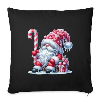 Père Noël douillet avec canne à sucre et - Housse de coussin décorative 45 x 45 cm - noir - Devant