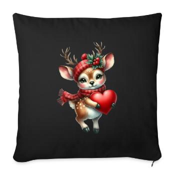Cute reindeer with heart for Christmas time - Sofa pillowcase 17,3'' x 17,3'' (45 x 45 cm) - black - Front