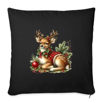 Fauve de Noël avec couronne festive - Housse de coussin décorative 45 x 45 cm - noir - Devant