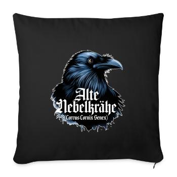 Vieux corbeau à capuchon portrait d’oiseau mystique - Housse de coussin décorative 45 x 45 cm - noir - Devant