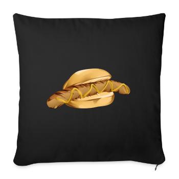 Comic Bratwurst Brötchen Mustard German Streetfood - Sofa pillowcase 17,3'' x 17,3'' (45 x 45 cm) - black - Front