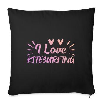 J’adore le kitesurf - Housse de coussin décorative 45 x 45 cm - noir - Devant