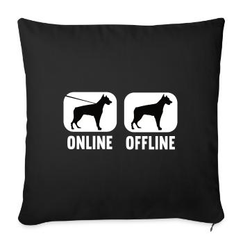 Doberman en ligne hors ligne Doberman Chien de garde - Housse de coussin décorative 45 x 45 cm - noir - Devant