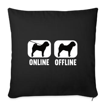 En ligne hors ligne Shar Pei Shar Pei Propriétaire - Housse de coussin décorative 45 x 45 cm - noir - Devant