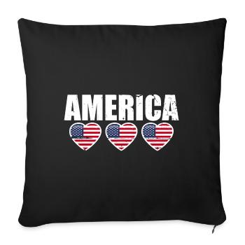 Amérique Drapeau américain États-Unis - Housse de coussin décorative 45 x 45 cm - noir - Devant