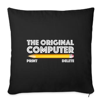 L’ordinateur d’origine| Crayon, Gomme - Housse de coussin décorative 45 x 45 cm - noir - Devant