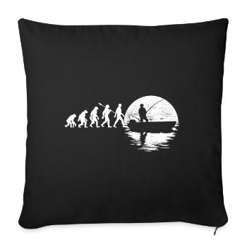Evolution - Angler im Boot - Mondnacht - Sofa pillowcase 17,3'' x 17,3'' (45 x 45 cm) - black - Front