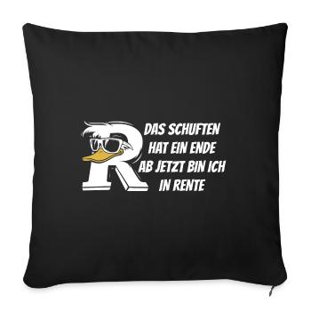 Rente Ente Cartoon - Das Schuften hat ein Ende - Sofakissenbezug 45 x 45 cm - Schwarz - Vorne