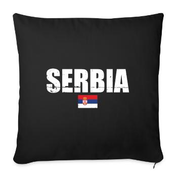 Serbie Vintage Drapeau serbe Serbie - Housse de coussin décorative 45 x 45 cm - noir - Devant