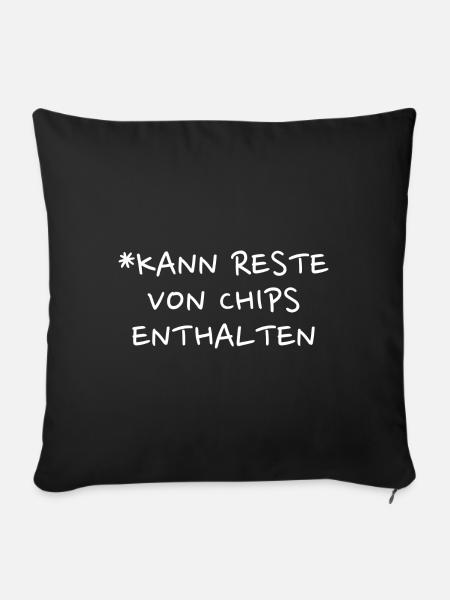 Kann Reste Von Chips Enthalten Snacks Liebe Chips - Sofakissenbezug 45 x 45 cm - Schwarz