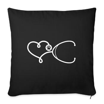 Veterinarian with heart - stethoscope - Sofa pillowcase 17,3'' x 17,3'' (45 x 45 cm) - black - Front