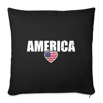 Amérique Drapeau américain États-Unis - Housse de coussin décorative 45 x 45 cm - noir - Devant