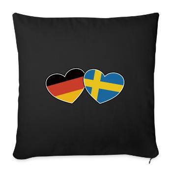 German Swedish Friendship - Gift - Sofa pillowcase 17,3'' x 17,3'' (45 x 45 cm) - black - Front