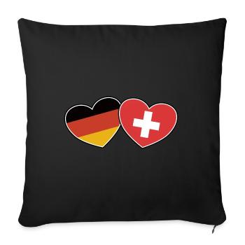 Deutsch Schweizerische Freundschaft - Geschenk - Sofakissenbezug 45 x 45 cm - Schwarz - Vorne