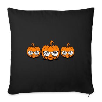 Visage de citrouille d’Halloween - Housse de coussin décorative 45 x 45 cm - noir - Devant