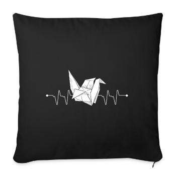 Plis de papier Grue Puls Fréquence Origami - Housse de coussin décorative 45 x 45 cm - noir - Devant