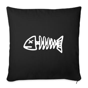 Squelette de poisson | Style de vie, images amusantes - Housse de coussin décorative 45 x 45 cm - noir - Devant