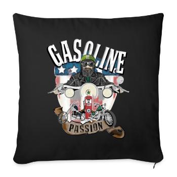Gasoline Passion, old school, biker, motorcycle - Sofa pillowcase 17,3'' x 17,3'' (45 x 45 cm) - black - Front