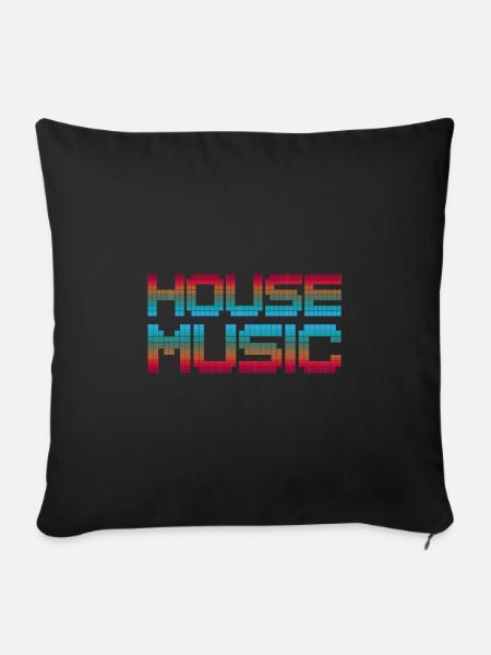 HOUSE Musik Tanzen Feiern - Sofakissenbezug 45 x 45 cm - Schwarz