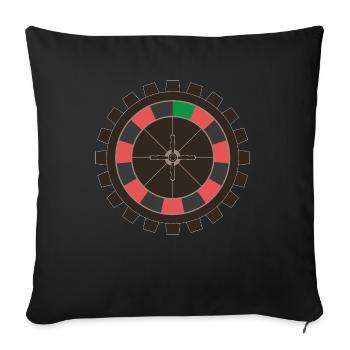 Roulette Croupier Casino Jackpot Kugel Einsatz - Sofakissenbezug 45 x 45 cm - Schwarz - Vorne