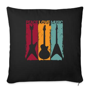 Guitar Retro Vintage - Sofa pillowcase 17,3'' x 17,3'' (45 x 45 cm) - black - Front
