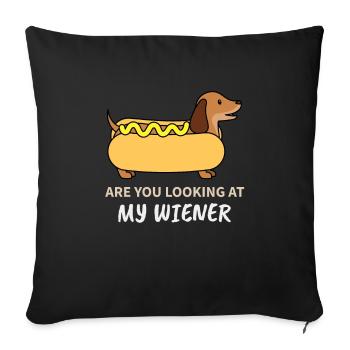 Lustiger Dackel betrachten Sie meinen Wiener - Sofakissenbezug 45 x 45 cm - Schwarz - Vorne