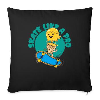 Skateboarder de glace - Housse de coussin décorative 45 x 45 cm - noir - Devant