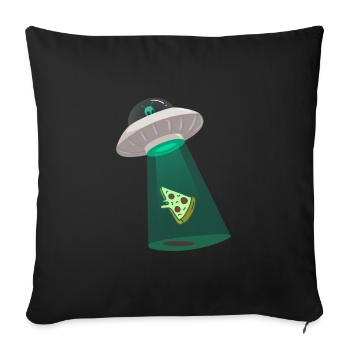 Pizza alien with UFO - Pizza Alien avec UFO - Housse de coussin décorative 45 x 45 cm - noir - Devant