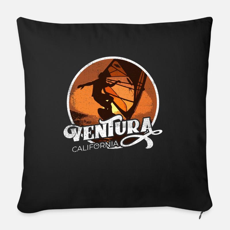 Windsurfer Geschenk - Sofakissenbezug 45 x 45 cm - Schwarz