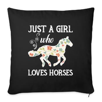 Pferdesprüche Stall Pony Pferd Fan Geschenkidee - Sofakissenbezug 45 x 45 cm - Schwarz - Vorne