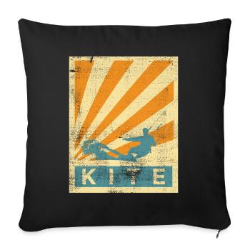Kitesurf surfeur kite surf surf cadeau de fan - Housse de coussin décorative 45 x 45 cm - noir - Devant
