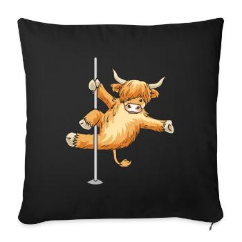 Vache Scottish Highland Cattle Highland Pole Dance - Housse de coussin décorative 45 x 45 cm - noir - Devant
