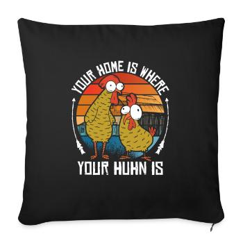 Poulet poulet coq agriculteur cadeau de poulailler - Housse de coussin décorative 45 x 45 cm - noir - Devant