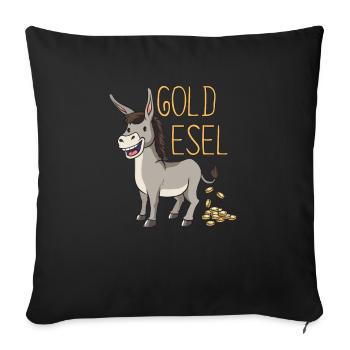 Esel Goldesel Maultier Muli Donkey Geschenk - Sofakissenbezug 45 x 45 cm - Schwarz - Vorne