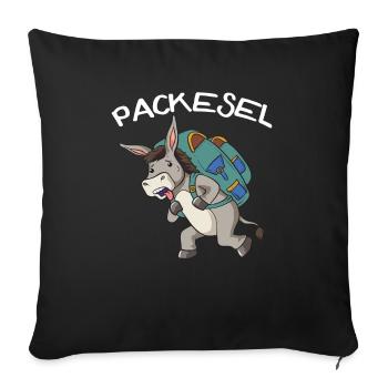 Esel Packesel Maultier Muli Donkey Geschenk - Sofakissenbezug 45 x 45 cm - Schwarz - Vorne