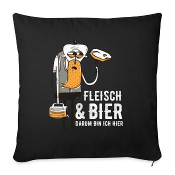 Fleisch Bier Steak Grillen - Sofakissenbezug 45 x 45 cm - Schwarz - Vorne