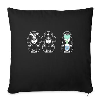 3 Monkeys See nothing Hear nothing Distancing - Sofa pillowcase 17,3'' x 17,3'' (45 x 45 cm) - black - Front