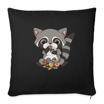 Raton laveur raton laveur bébé raton laveur - Housse de coussin décorative 45 x 45 cm - noir - Devant