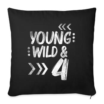 Geburtstag Vier Jahre 4 Geburtstag Geschenk Kinder - Sofakissenbezug 45 x 45 cm - Schwarz - Vorne