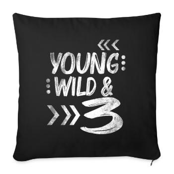 Wild Birthday Drei Kinder T-shirt zum 3 Geburtstag - Sofakissenbezug 45 x 45 cm - Schwarz - Vorne