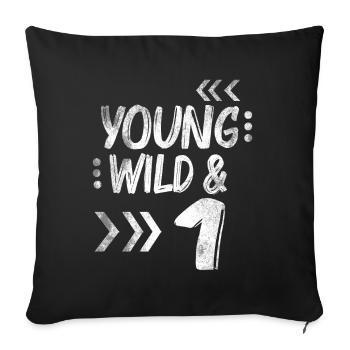 Anniversaire un an 1 cadeau d'anniversaire enfants - Housse de coussin décorative 45 x 45 cm - noir - Devant