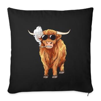 Hochlandrind Highland Kuh Stay High Weed Cannabis - Sofa pillowcase 17,3'' x 17,3'' (45 x 45 cm) - black - Front