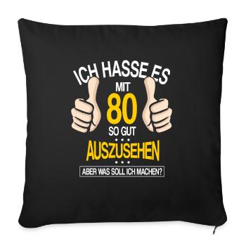 Je déteste bien paraître à 80 ans - Housse de coussin décorative 45 x 45 cm - noir - Devant