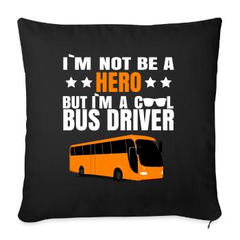 Chauffeur de bus héros de bus - Housse de coussin décorative 45 x 45 cm - noir - Devant