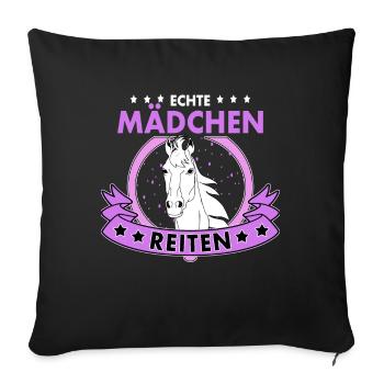 Real girls riding horses riding - Sofa pillowcase 17,3'' x 17,3'' (45 x 45 cm) - black - Front