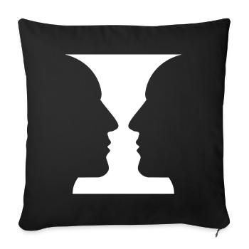 Têtes ou vases Illusions optiques - Housse de coussin décorative 45 x 45 cm - noir - Devant