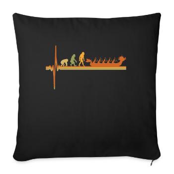 Dragon Boat EKG Heartbeat Evolution Retro Vintage - Sofa pillowcase 17,3'' x 17,3'' (45 x 45 cm) - black - Front