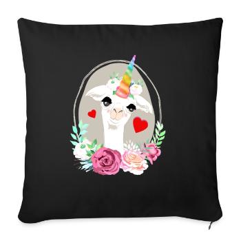 Lamacorn llama unicorn gift idea birthday - Sofa pillowcase 17,3'' x 17,3'' (45 x 45 cm) - black - Front