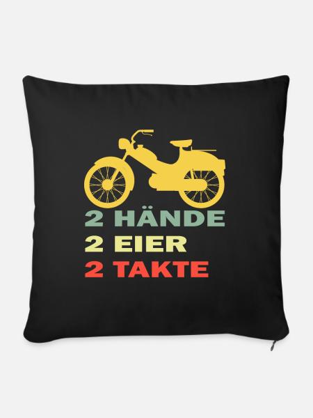 lustiges Mofa Moped 2 Hände 2 Eier Zwei Takte - Sofakissenbezug 45 x 45 cm - Schwarz