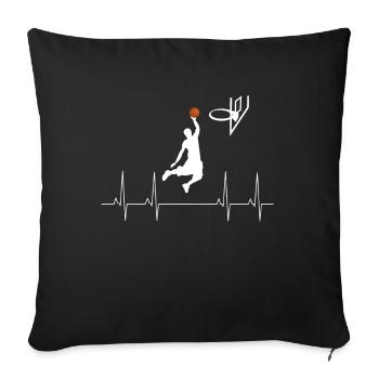 Cadeau de battement de coeur de joueur de basket-ball - Housse de coussin décorative 45 x 45 cm - noir - Devant